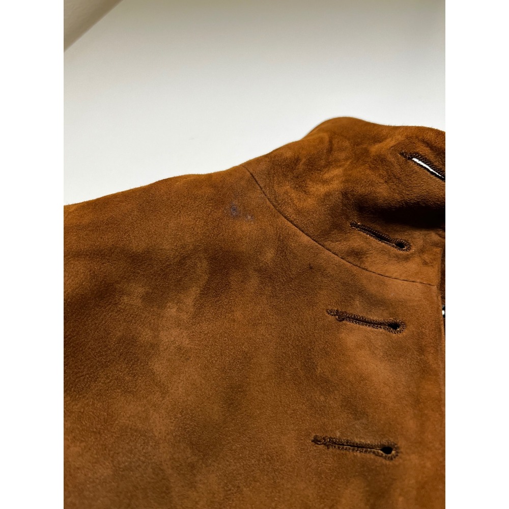 Ralph Lauren Suede Leather Blazer Jacket Women's 10 Brown Label Black Vintage - Picture 3 of 13